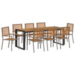 Ensemble de salle à manger de jardin de 9 pièces vidaXL Gris poly rattan acacia