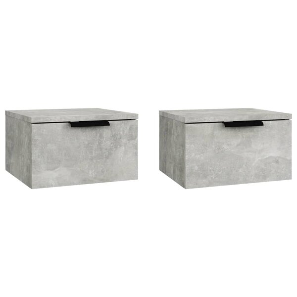 vidaXL Tables de chevet murales 2 Pièces Gris béton 34x30x20 cm