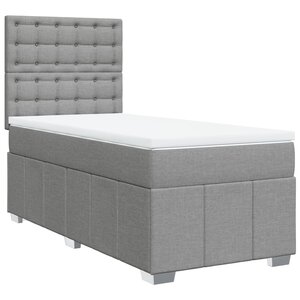 vidaXL Sommier à lattes de lit avec matelas Gris clair 100x200cm Tissu