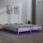vidaXL Cadre de lit à LED 135x190 cm double bois massif