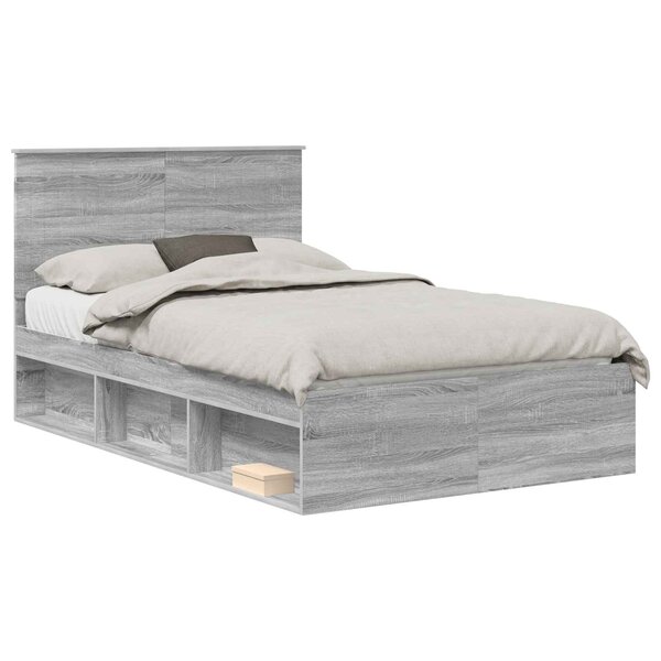 vidaXL Cadre de lit Gris Sonoma 120 x 190 cm Pin massif