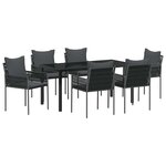 vidaXL Ensemble de salle à manger pour jardin 7 Pièces Noir et gris