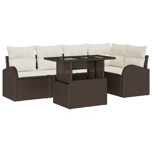 vidaXL Ensemble de canapé de jardin avec coussin 6 Pièces Marron et crème