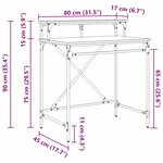 vidaXL Bureau Chêne noir 80 x 50 x 90 cm Bois d'ingénierie