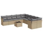 vidaXL Salon de jardin 11 Pièces avec coussins beige résine tressée