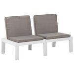 vidaXL Bancs de salon de jardin avec coussins 2 Pièces Plastique Blanc