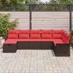 vidaXL Ensemble de canapé de jardin 8 Pièces Marron et rouge polyrotin