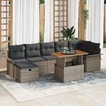 vidaXL Ensemble de canapé de jardin avec coussin 8 Pièces Gris Poly rotin