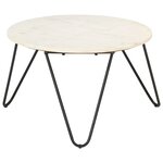 vidaXL Table basse Blanc 65x65x42 cm Pierre véritable texture marbre