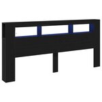 vidaXL Tête de lit LED avec étagère Chêne noir 220 x 18 5 x 103 5 cm