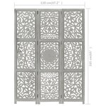vidaXL Cloison de séparation 3 panneaux Gris 120x165 cm Bois manguier