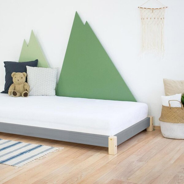 Lit simple TEENY 90 x 190 naturel et gris