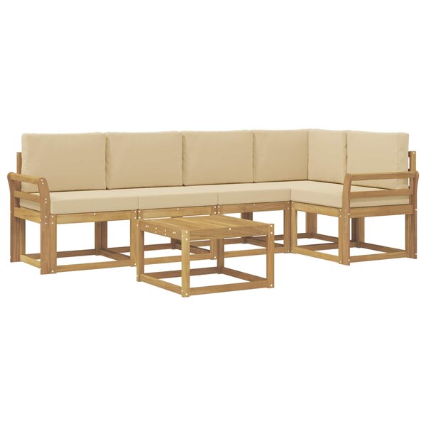 vidaXL Ensemble de canapés d'extérieur 6 pc Blanc et Beige