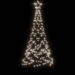 vidaXL Sapin de Noël avec piquet Blanc froid 200 LED 180 cm