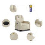 vidaXL Fauteuil inclinable de massage électrique crème similicuir