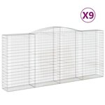 vidaXL Paniers à gabions arqués 9 Pièces 400x50x180/200 cm Fer galvanisé