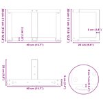 vidaXL Pieds de table basse en T  2 pièces  noir  40 x 25 x (30-31) cm  acier
