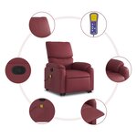 vidaXL Fauteuil inclinable de massage Rouge bordeaux Similicuir