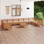 Vidaxl salon de jardin 11 pièces marron miel bois de pin massif