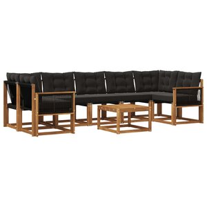 vidaXL Ensemble de canapés d'extérieur 8 pc Naturel et noir