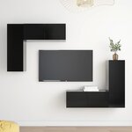 vidaXL Ensemble de meubles TV 4 Pièces Noir Bois d'ingénierie