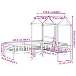 vidaXL Ensemble de lit et de banc avec toit 80x200 cm bois massif pin