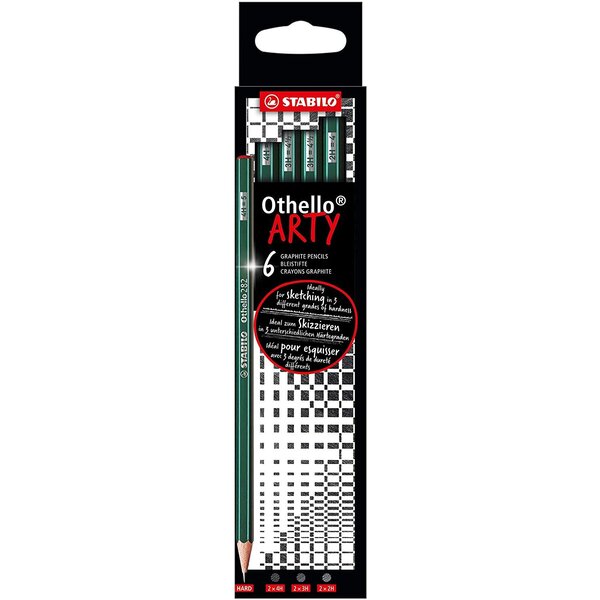 Etui 6 crayons graphite Othello mines assorties 2B  B  HB  F  H  2H STABILO