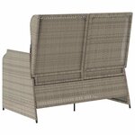 vidaXL Banc inclinable de jardin et coussins gris clair résine tressée