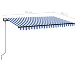 Vidaxl auvent manuel rétractable avec led 450x350 cm bleu et blanc