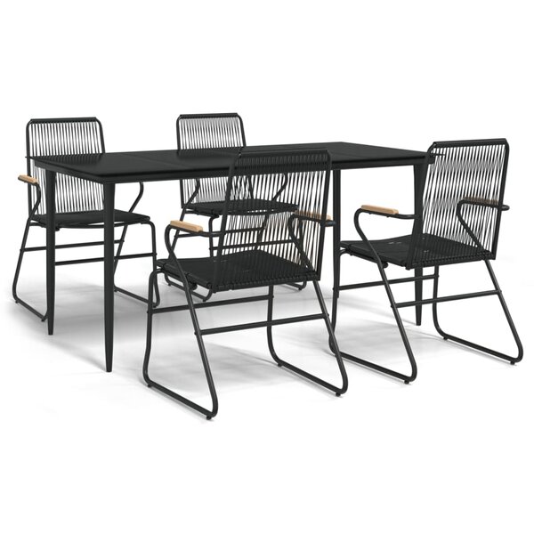 vidaXL Ensemble à manger de jardin 5 Pièces Noir Rotin PVC