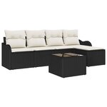 vidaXL Ensemble de canapé de jardin avec coussin 6 Pièces Noir Poly rotin