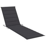 vidaXL Chaise longue avec coussin anthracite Bois de teck solide