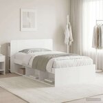 vidaXL Cadre de lit avec rangement Blanc 90 x 200 cm Bois d'ingénierie