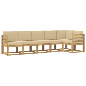 vidaXL Ensemble de canapés d'extérieur 6 pc Blanc et Beige Polyester