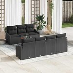 vidaXL Ensemble de canapé de jardin 8 Pièces Noir