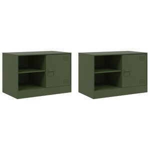 vidaXL Meubles TV 2 Pièces vert olive 67x39x44 cm acier