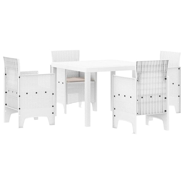 vidaXL Ensemble de salle à manger pour jardin 5 Pièces Blanc Rattan Polt