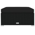 vidaXL Repose-pied de jardin coussin Noir 70x70x30 cm Résine tressée