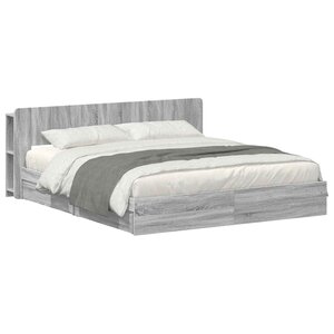 vidaXL Cadre de lit avec rangement Sonoma gris 180 x 200 cm