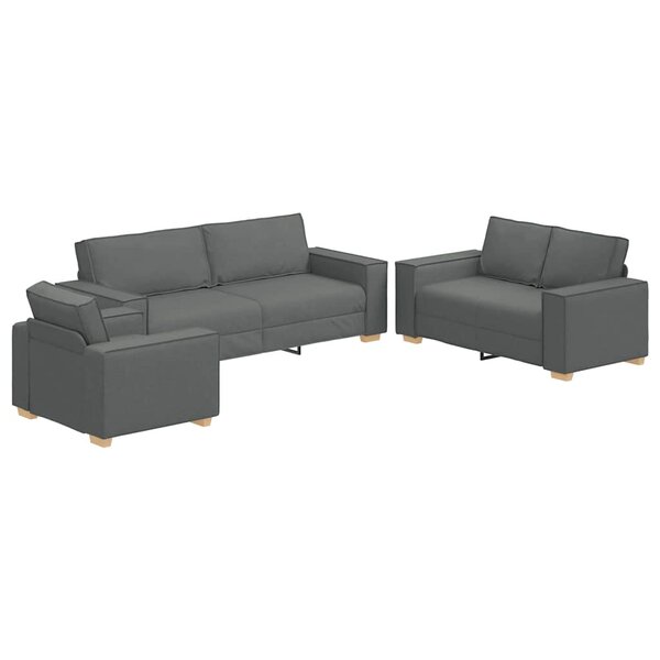 vidaXL Ensemble de Canapés 3 Pièces Gris 220 x 78 x 84 cm tissu