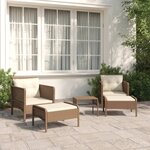 vidaXL Salon de jardin 5 Pièces avec coussins Marron Résine tressée