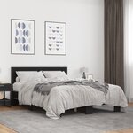 vidaXL Cadre de lit noir 135x190 cm bois d'ingénierie et métal