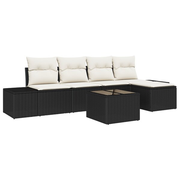 vidaXL Ensemble de Canapés de Jardin 5 Pièces avec Coussins en Poly Rotin Brun
