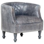 vidaXL Fauteuil tube Gris 62x58x65 cm Cuir véritable