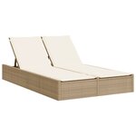 vidaXL Chaise longue double avec coussins beige résine tressée