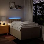 vidaXL Sommier à lattes de lit avec matelas Crème 120x200 cm Tissu