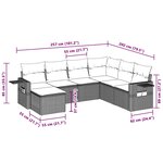 vidaXL Salon de jardin avec coussins 7 Pièces gris clair résine tressée