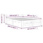 vidaXL Cadre de lit Bois de pin massif 160x200 cm