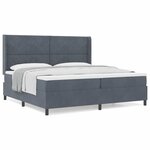 vidaXL Lit à ressorts avec tête de lit Gris foncé 200 x 200 cm Velours