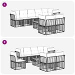vidaXL Ensemble de canapés d'extérieur 9 Pièces Noir et Gris foncé